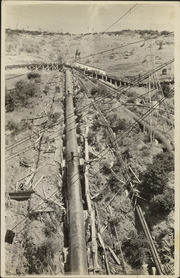 Overview of a huge pipe (penstock) going up the mountain