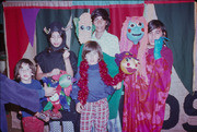 John Chamberlin, Ricardo Chamberlin and Irma Garcia of Teatro de los Ni√±os with puppets , East Los Angeles, California