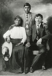 Portrait of Manuela Trujillo with her sons, Los Angeles, California