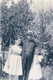 Roberto Parra with his two daughters, Natalie and Lolita, East Los Angeles, California