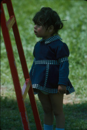 Toddler girl in the Teatro de los Ni√±os production "Que Sura la Basura," Boyle Heights, California