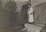 Female passenger and engine of the Mt. Tamalpais and Muir Woods Railway