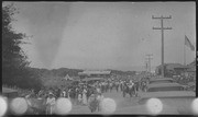 Crowd at finish of girl's race