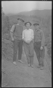 Raymond Coyne, Fred Anderson, and an unidentified man at Willow Camp