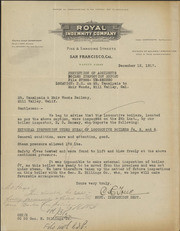 Letter from Royal Indemnity Company to Mt. Tamalpais & Muir Woods Railway