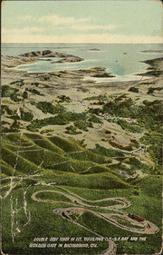 The Double Bow Knot on Mt. Tamalpais RR - S.F. Bay and the Golden Gate in background, Cal