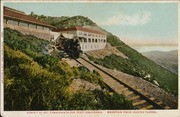 Summit of Mt. Tamalpais, (2592 feet) California. Mountain Train Leaving Tavern