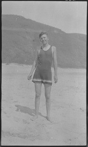 Young man in a swimsuit at Willow Camp