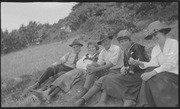 Five sitting people on Dipsea Trail