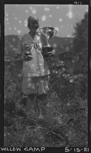 Winner of Girl's Race with trophies