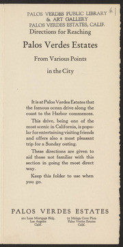 Directions for Reaching Palos Verdes Estates from Various Points in the City