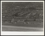 Aerial shot of Grand Central Airport runway