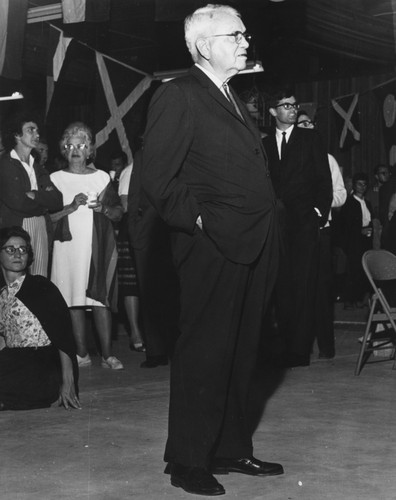 Farewell to Revelle Party, Harold Urey, center, Frieda Urey in white dress