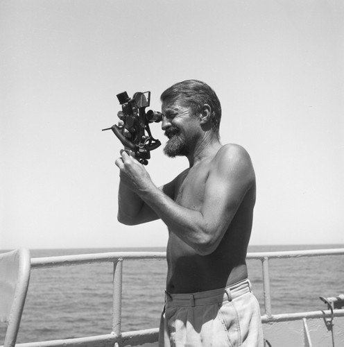 [Seaman with sextant R/V Horizon]