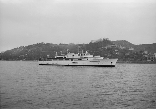 [Ship in harbor, taken from R/V HORIZON]