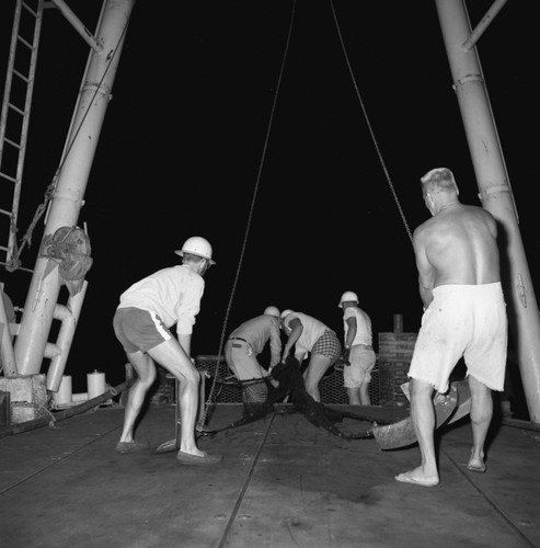 [Retrieving dredge, R/V Spencer F. Baird]