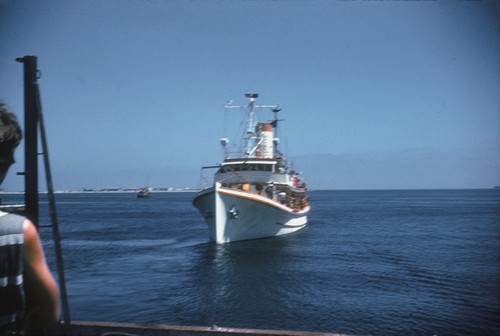 R/V Stranger (ship) departing San Diego for the Naga Expedition in the Gulf of Thailand and the South China Sea during the period of October, 1959, to December, 1960. The expedition was jointly sponsored by the Governments of South Viet Nam, Thailand and the United States of America. It had a two-fold purpose; to collect oceanographic, biological and fisheries data and material and to train scientists and technicians from Thailand and South Viet Nam in oceanography and marine biology. June 15, 1959