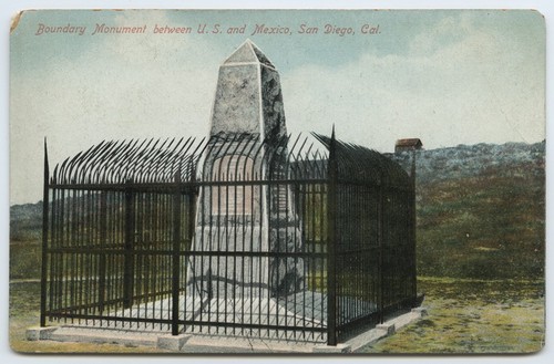 Boundary monument between U.S. and Mexico, San Diego, Cal