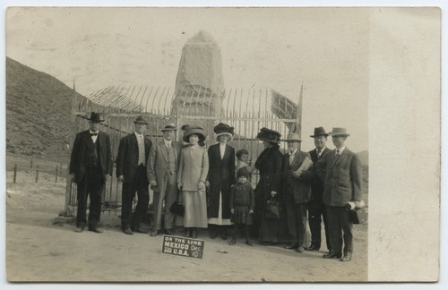 Visitors to the U.S.-Mexico border monument