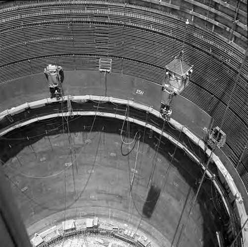 Construction progress on surge chamber at Castaic