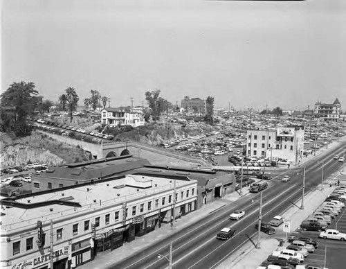 Los Angeles, Temple Street looking west, Hill Street tunnels are in photo