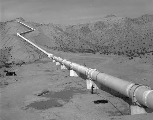 Second Los Angeles Aqueduct construction, completed section of the Jawbone Canyon Siphon