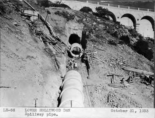 Lower Hollywood dam spillway pipe