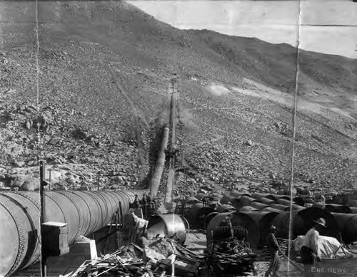 Re-construction of Sand Canyon siphon on the first Los Angeles Aqueduct