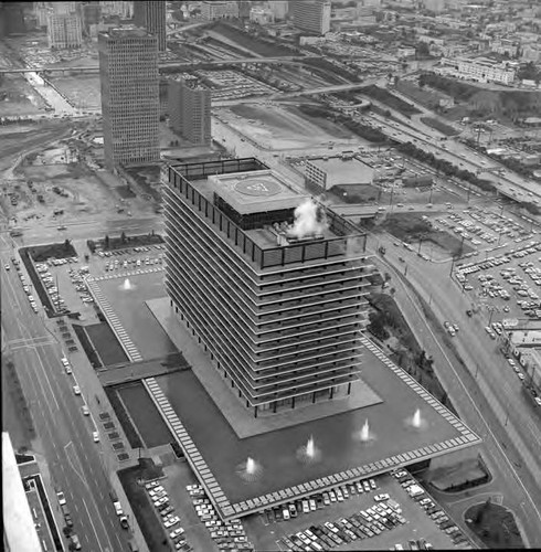 Air view of the Los Angeles Department of Water and Power General Office Building and area