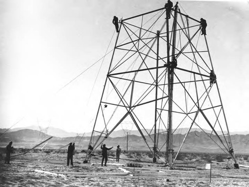 Tower erection about 1 mile east of Silver Lake camp