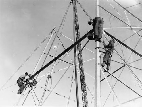 Tower erection work about 1 mile east of Silver Lake camp