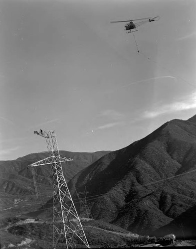 Wire stringing by helicopter north of Power Plant 1