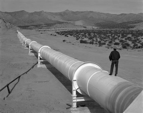 A completed section of the Jawbone Canyon Siphon at the second Los Angeles Aqueduct