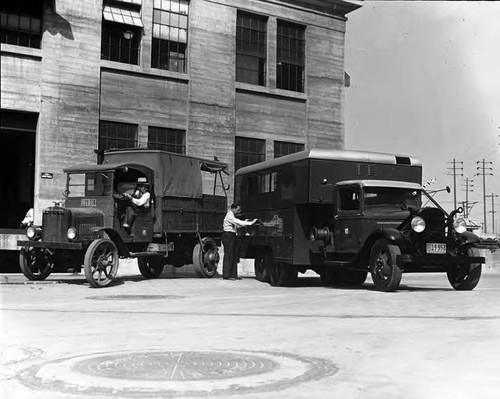 Old and new trucks - Overhead Construction Division -