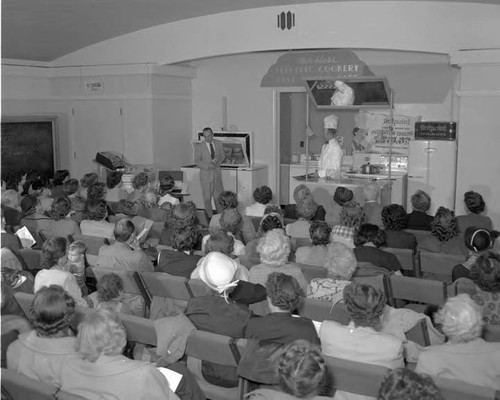 Cooking demonstration at North Hollywood branch office radio show - Fay Newsome