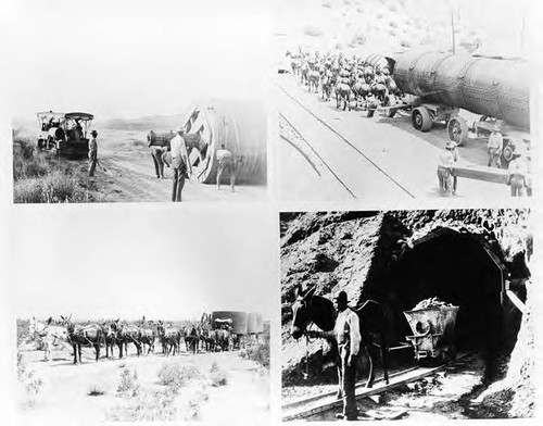 Four photo composite of Los Angeles Aqueduct construction