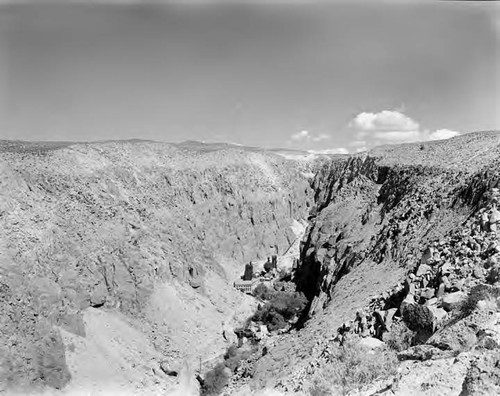 Owens Valley Gorge north of Bishop, California - small power plant can be seen in the gorge