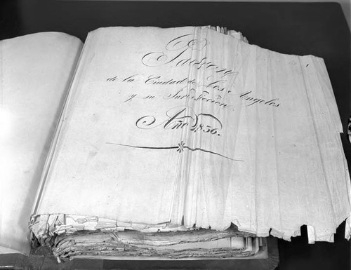 City ledger which dates back to 1836 - contains 1st city census - property of the City Clerk's Office