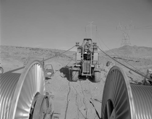 Equipment used to 'string' cable on the Pacific Intertie line at Crater Mt. area of Owens Valley