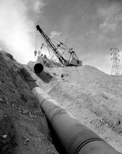 Second Los Angeles Aqueduct construction north side of Soledad Canyon