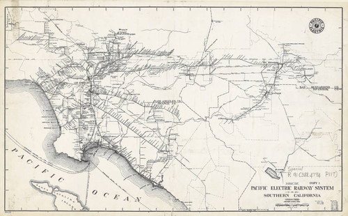 Map of the Pacific Electric Railway System of Southern California, 1925