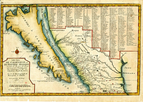 Cette carte de Californie et du Nouveau Mexique, est tiree de celle que a ete´ envoyee par un grand d'Espagne pour etre communiquee a Mrs. de l'Academie Royale des Sciences, 1705