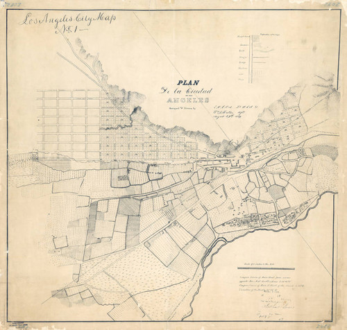 Plan de la ciudad de Los Angeles, surveyed & drawn by E.O.C. Ord, Lt. U.S.A. & Wm. R. Hutton, asst. August 29th, 1849