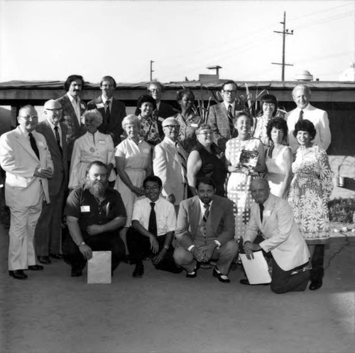 Bicentennial party in Avila Adobe courtyard, dedication of guidebook