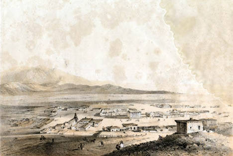 U.S. Government Geology Plate X of Los Angeles in 1853 from the official railroad survey made to the then Secretary of War, Jefferson Davis