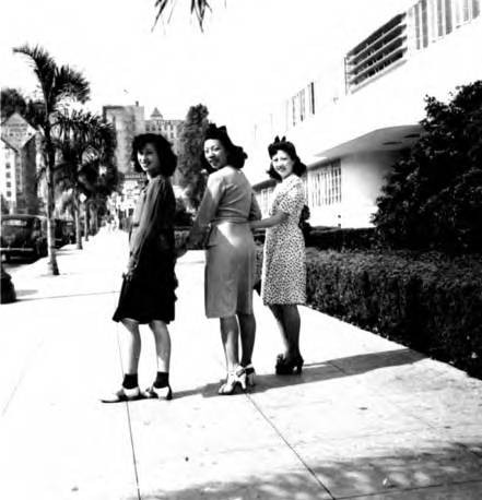 Three women on the street in Los Angeles near NBC