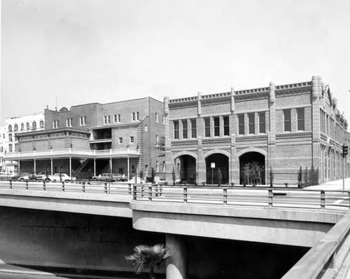 Hollywood/Santa Ana Freeway side of the Garnier building, Vickrey/Brunswig building, Masonic Hall