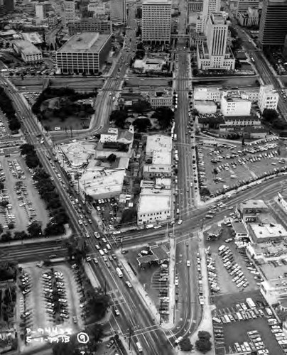 Aerial shot of the El Pueblo area of downtown