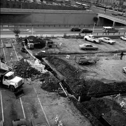 Construction near the Civic Center between Los Angeles Street and Spring Street