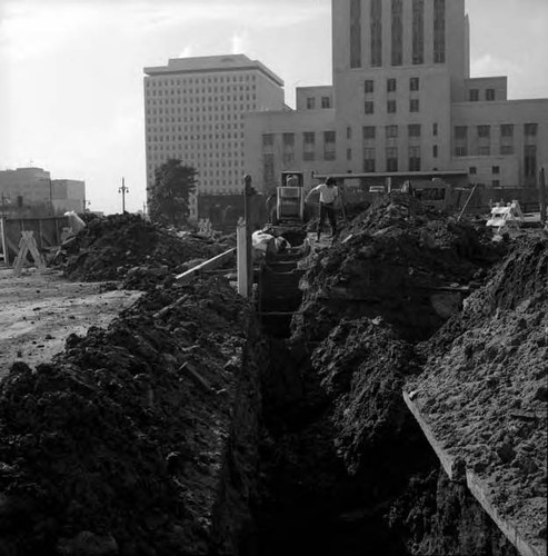 Construction near the Civic Center between Los Angeles Street and Spring Street